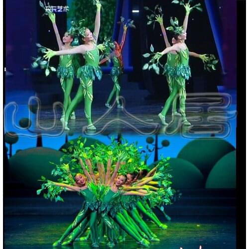 Chinese wind dance costume little tree dance dress performance costume child leaf costume collective stage performance clothes