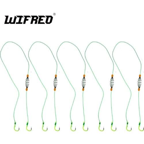 Wifreo 5Rigs/Foam Holder Carp Fishing Ready Tied Hook Rigs Made Combination with UV Hook Black Hook #9 #10 #11 #12 #13