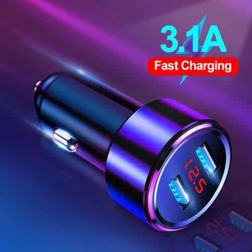 Chargers 2 Ports Usb charge Car Fast Charging For Samsung Huawei Iphone 11 Plus Universal Aluminum Dual USB Car-charger Adapter