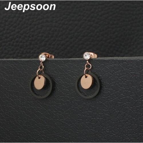 Fashion Simple Stainless Steel Jewelry Rose Gold Color Earrings Joker For Woman And Girl Elegant Personality EFCZBPBC