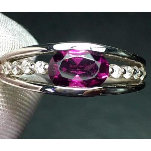 Fine Jewelry Real Pt900 Platinum Gold 100% Natural Red Garnet Gemstone 1.1ct Females Rings for Womens Fine Rings