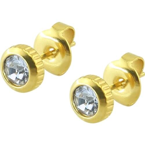 Rhinestone earrings stainless steel gold color small earrings for women ear stud earings fashion jewelry bijuteria feminina