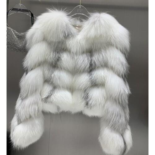 Winter Real Fox Fur Coat Big Fluffy Female Warm Fur Coat Thick Warm Outerwear Streetwear