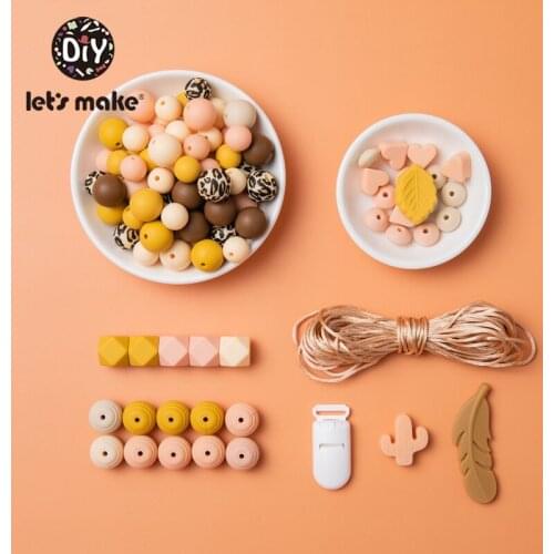 Lets Make 1set Pacifier Chain DIY Holder Nipples Personalized Silicone Beads Pacifier Chain Baby Teether Babys Pacifier Chain