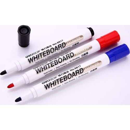 1pc Deli 2mm Easy Erase Whiteboard Marker Pen Black Blue Red Low-odor Fast Dry Markers Office School Supply Drawing Stationery