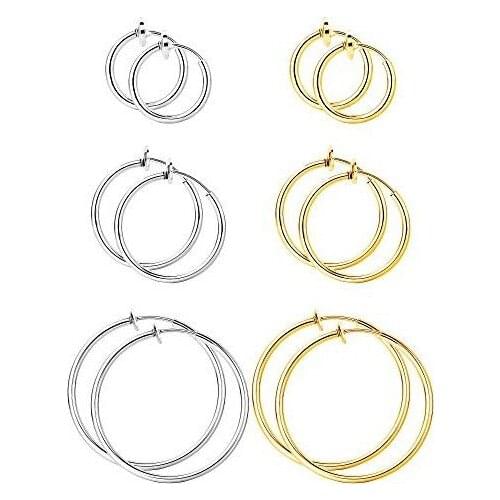 1Pcs The Latest Fashion of 20 ~ 60 Mm Ear Clip Ear Clip Contact The Circle Earrings Without Ear Pierced Earrings