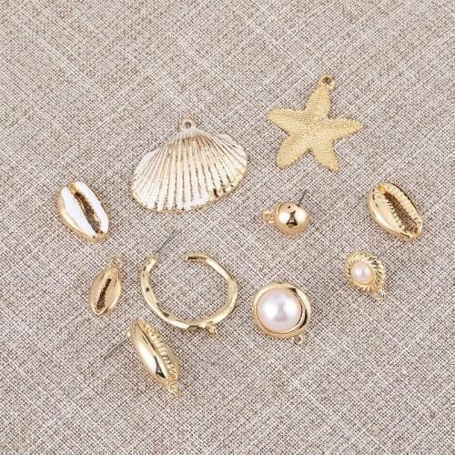 10pcs Wholesale Sea Shells Charm Jewelry Irregular Alloy Starfish Accessories Jewelry Making DIY Handmade Charm Ear Jewelry