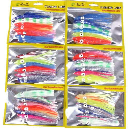 36Pcs/6pack Soft Squid Skirts Rubber Baits 9.7cm 3.7g Octopus Soft Fishing Lures Squid Skirt Fishing Tackle Mix Colors