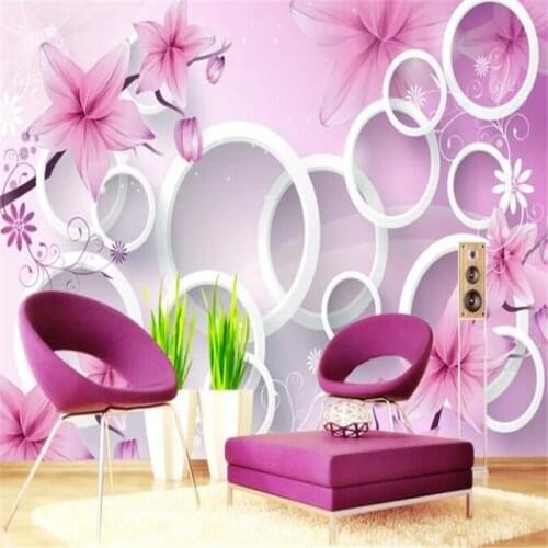 Beibehang Home interior Custom HD Wallpaper Fantasy Flower 3D Circle TV Background Wall Paper papel de parede 3d wallpaper