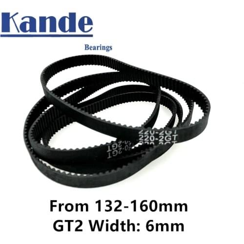 3D Printer Parts GT2 6mm Closed Loop Rubber Timing Belt 132 134 136 138 140 142 144 146 148 150 152 154 156 158 160mm 2GT 1pcs