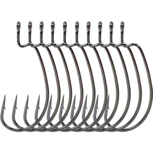 50pcs/lot High-carbon steel 1/0#-5/0# 5 Size Fishing Hooks Jig Head Worm Pesca For Soft Bait Crank Worm Sharp Hook Fishhook