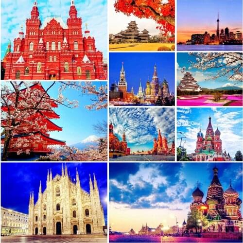 5D DIY full square diamond painting castle landscape diamond embroidery rhinestone picture cross stitch mosaic decoration gift