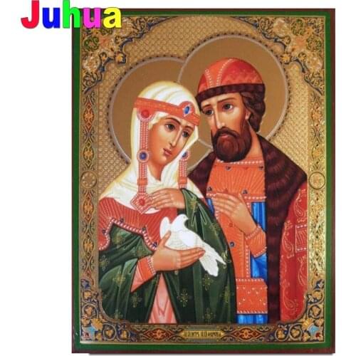 5d diy diamond painting Sts. Peter and Fevronia off Murom mosaic diamond embroidery full square round cross stitch home decor