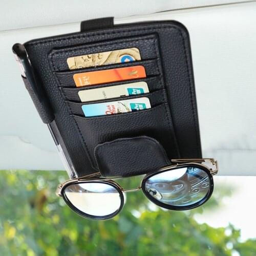 Car Vehicle Sun Visor Glasses Holder Storage Clip Pen Bag For KIA Sid Rio Soul Sportage Ceed Sorento Cerato K2 K3 K4 K5