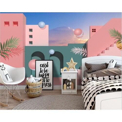Beibehang Custom modern minimalist new hand-painted building geometric childrens room background wallpaper papier peint