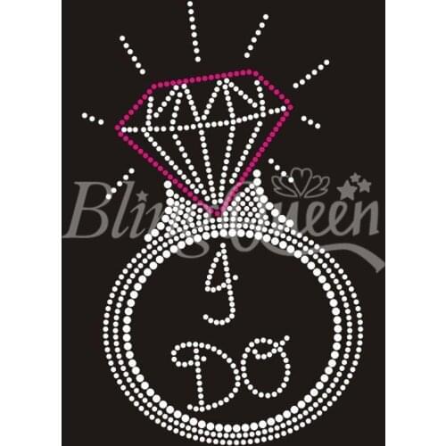 BlingQueen 25PCS/LOT Korean Rhinestone Iron On Transfers I Do Design