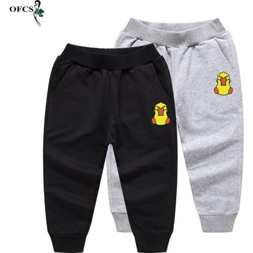 New Pants For Girls Elastic Waist Baby Boys Cartoon Design Cotton Casual Sport Pants Spring 2-12 Years Fashion Children Trousers