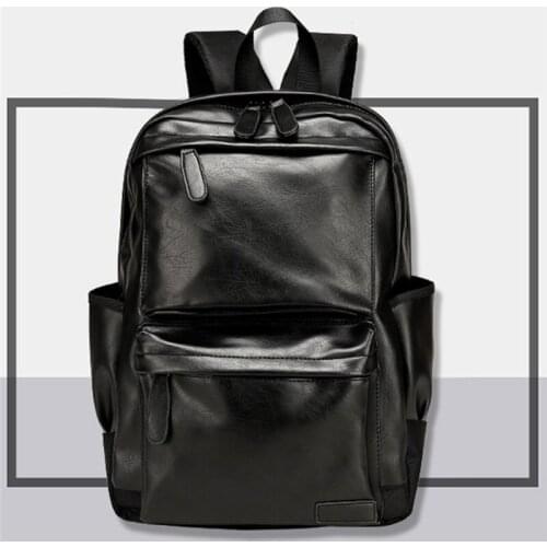 Unisex Business Backpackl Backpacks Travel Bag Black Pu Leather Mens Fashion Shoulder Bags Teenage Backpack Men Casual Bag