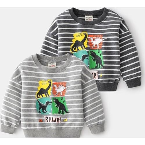 Childrens Clothing Autumn Boys Dinosaur Sweatshirts 3-8Y Cotton Cartoon Sweatshirt 2021 Kids Clothes Long Sleeve Hoodies Tops