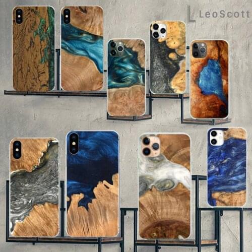 Wood Resin art original pattern Phone Case For iphone 12 5 5s 5c se 6 6s 7 8 plus x xs xr 11 pro max mini