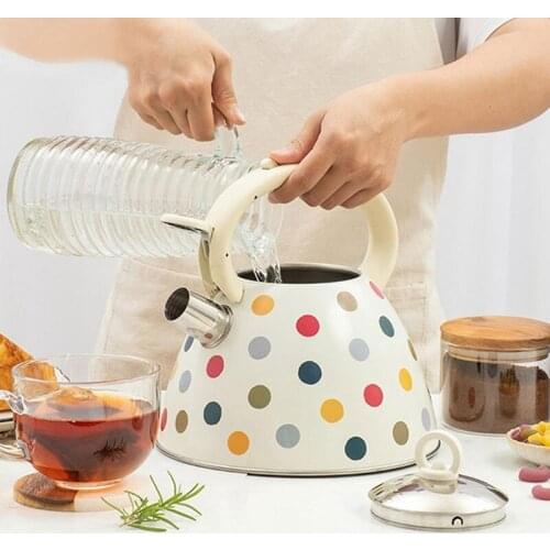 Hot 3L Stainless Steel Whistling Tea Kettle Teapot with Heat-Resistant Handle Compatible with Various Cooking Utensils