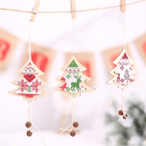 Hot sale 3 Christmas decorations wooden star Christmas tree pendant Christmas party home bar decorations navidad decoraciones