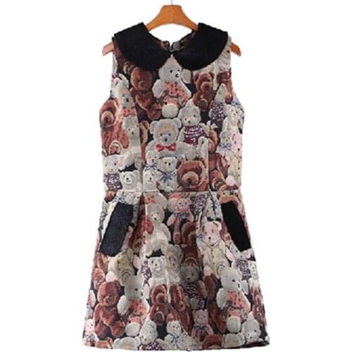 Good quality 2022 New Autumn Winter Women Dress Retro Cartoon Lovely Sleeveless Sundress Casual Party Vestidos Bk001