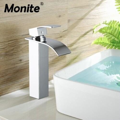 Chrome Brass Waterfall Bathroom Faucet Vanity Face Sink Washbasin Faucet