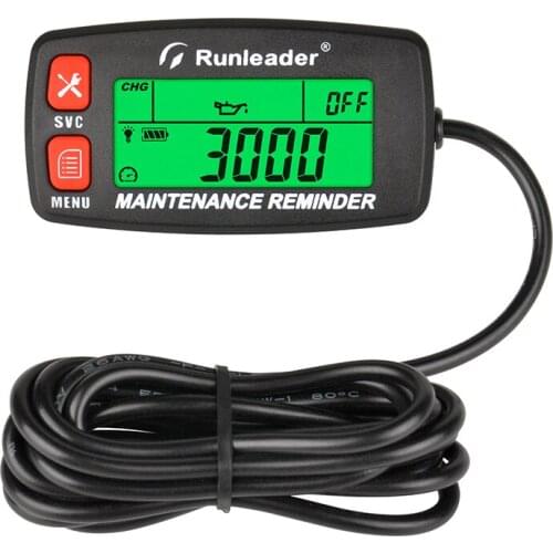Inductive Tachometer Gauge Hour Meter Alert RPM Engine Backlit Resettable Tacho Hour Meters for Motorcycle ATV Lawn Mower Black