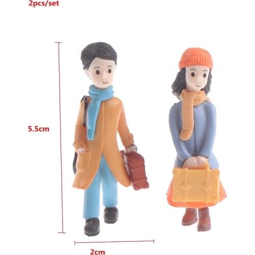 2Pcs Lovers Couple Good Meet Girl Man Family People Doll Toy Model Statue Figurine Ornament Miniatures Home DIY Decor
