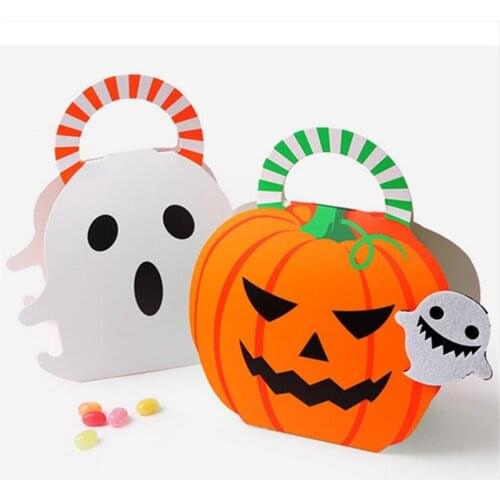 10 pieces White Orange Halloween Candy Box For Trick Or Treat