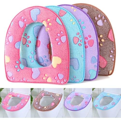 Bathroom Mat Footprint Heart Print Toilet Seat Cushion Lid Cover for Home Bathroom Decor Waterproof AUG889