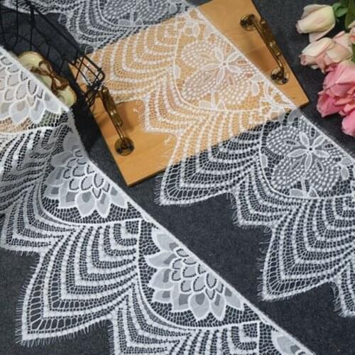 6m/ Lot Eyelash Lace Fabric 25cm DIY Decorative High Quality Soft Off White Nylon Eyelash Lace Trim Wedding Dress Fabric RS575