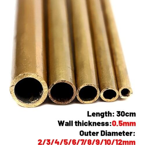 1PC Brass Tubes Diameter 2mm/3mm/4mm/5mm/6mm Length 300mm Long 0.45mm Wall Brass Pipe Brass Tube Cutting Tool High Quality