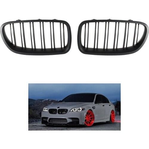 Left Right Car Grille Grill Racing Black Twin line for BMW F10 F11 F18 5 Series 520i 528i 535i 550i M5 (2010-2017) Matte black