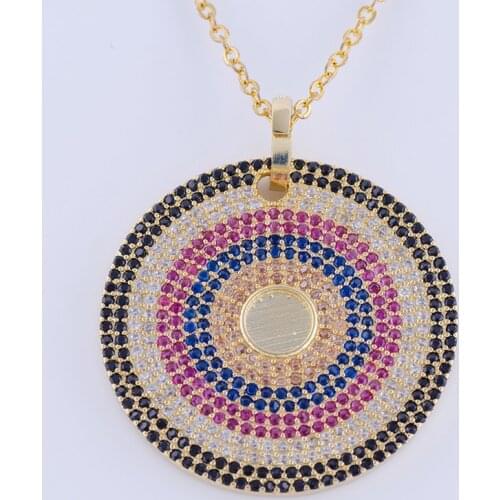 Hot Jewelry Big Colorful Zircon India Charms Womens Necklaces & Pendants Handmade Copper Micro Pave Best Friends Pendant Bijoux