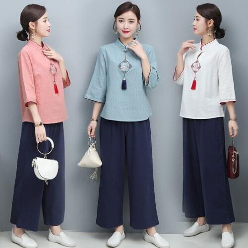 Linen Yoga Tai Chi Kungfu Meditation Set Chinese Traditional Loose Sweatshirt+pant Jogger Athletic Casual Wushu Set Sport Suit