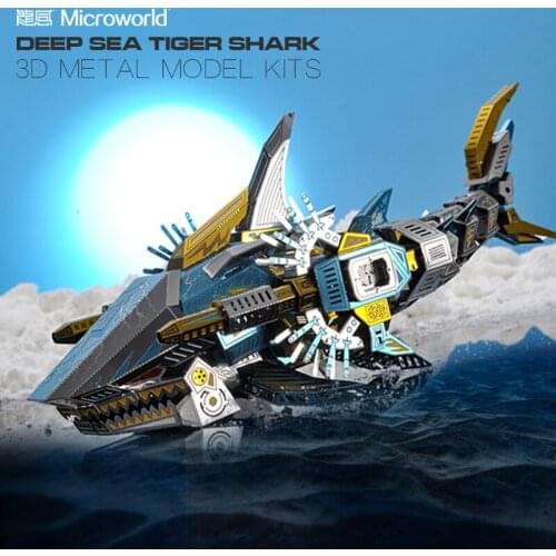 Microworld 3D Metal Puzzle Deep Sea Shark Model kits DIY Laser Cut Assemble Jigsaw Toys GIFT For Children