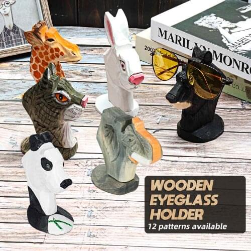 Cute 3D Animal Wood Carvings Sunglass Display Rack Shelf Eyeglasses Show Stand Jewelry Holder for Multi Pairs Glasses Showcase