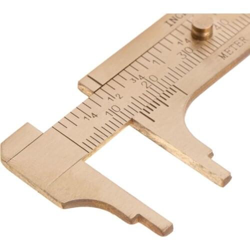 Mini Brass Sliding Gauge Vernier Caliper 80mm 3.25inch Pocket Ruler Double Scale