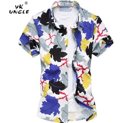 YK UNCLE Brand Clothing 2018 Summer Short Sleeve Shirts Men Asian Size M-7XL Hight Quality Casual Ice Silk Cotton Mens Shirt