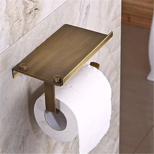 Leyden Toilet Paper Holder Antique Brass Wall Mounted Tissue Holder Phone Holder Bathroom Accessories Toilet Paeper Holder