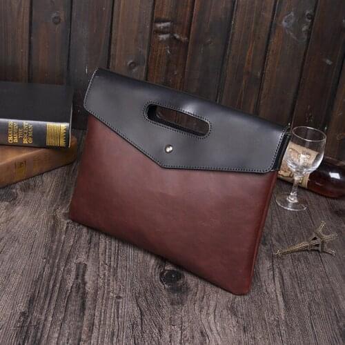 New Arrived luxury brand mens clutch bag classic leather popular hit color male envelope bag retro business men briefcase bag