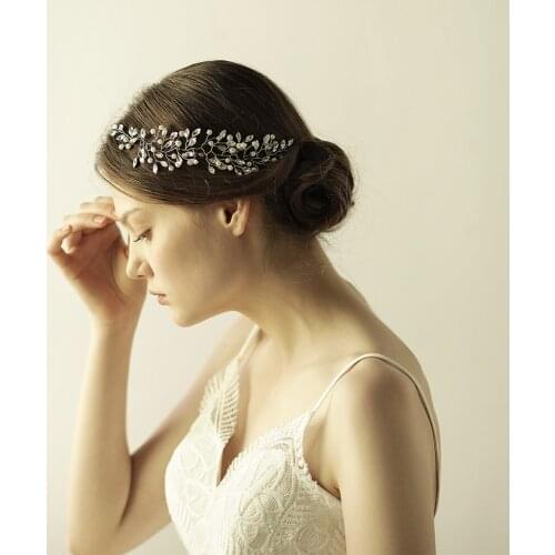 Romantic Sweetheart Bridal Headdress Alloy Pearl Rhinestone Headband for Wedding Perform Travel Daily Life O846