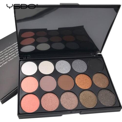 YSDO 15 Colors eye shadow makeup lasting Eyeshadow matte pigment glitter Eyeshadow set Waterproof Palette makup Tools