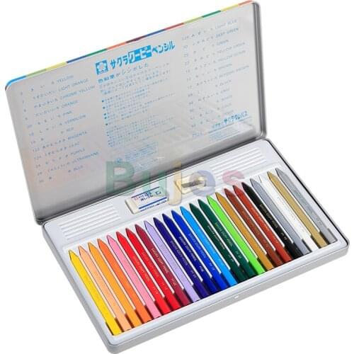 Sakura Coupy Pencil Erasable Oil Painting Stick,12,15,18,24,30,60 Colors,Metal Tin Case with Eraser and Sharpener