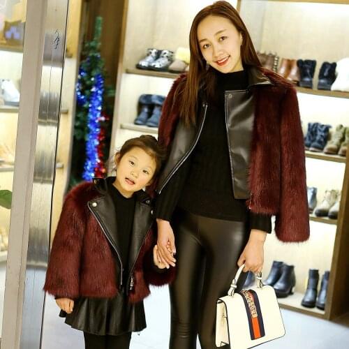 Mother daughter matching jacket coat / Faux fur winter coat