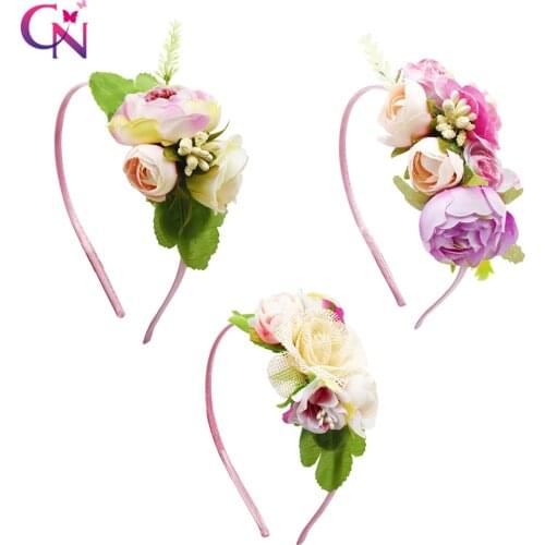 Girls Headmade Flower Headband ELegant DIY Hairband For Kid Hair Hoop Headdress Hair Accessories Princess Photography Props