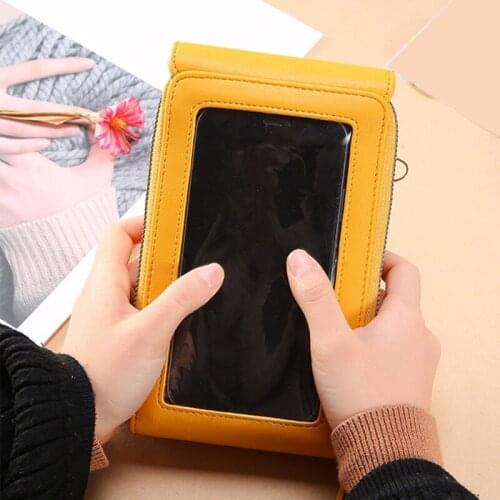 Transparent Touch Screen Retro Simple Mobile Phone Bag 2021 Women Pu Chain Messenger Bags Small Flap Bag Mini Shoulder Bag