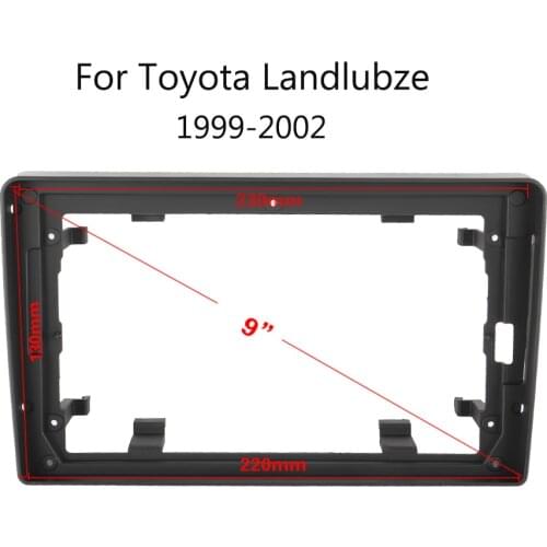 Double Din Black ABS Trim Fascia Frame For TOYOTA Land Cruiser 99-2002 Refit Car Android 9"Radio Navigator DVD Mounted Dashboard